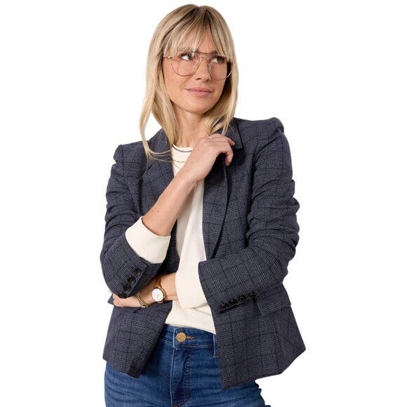 EVEREVE Asher Plaid Blazer Women's Size L Navy - Picture 1 of 9